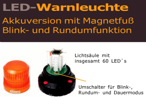 Rundumleuchte LED Magnet (Akkuversion) -  - Ihr  Onlineshop - Ersatzteile für Traktoren und Landmaschinen