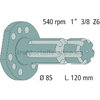 Zapfwellenendstück, Ausführung: Länge 120 mm ,1 3/8 Zoll , 6 Nuten ,für 540 U/min